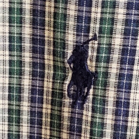 Polo Ralph Lauren - Mens Blue and Green Plaid Cotton Shirt.  Size Large - Picture 4 of 8